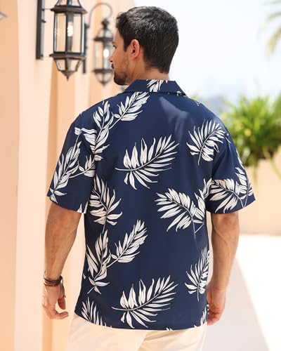 APTRO Men's Hawaiian Shirt Short Sleeve Tropical Vacation Button Down Beach Floral Palm Shirts3