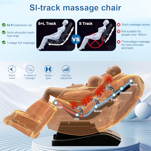 Meritlife A302-8 4D Massage Chair Full Body, Zero Gravity Sl-Track Power Shiatsu Massage Chair thumb #3