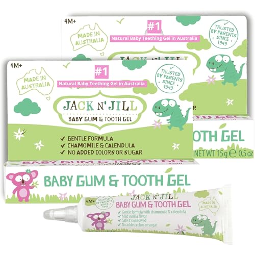 Image of Jack N' Jill Baby Gum & Tooth Gel for Teething, Drug-Free with Naturally Derived Chamomile & Calendula, No Added Sugars, Suitable for 4 Months & Up - 0.5 oz (15g), 2 Pack
