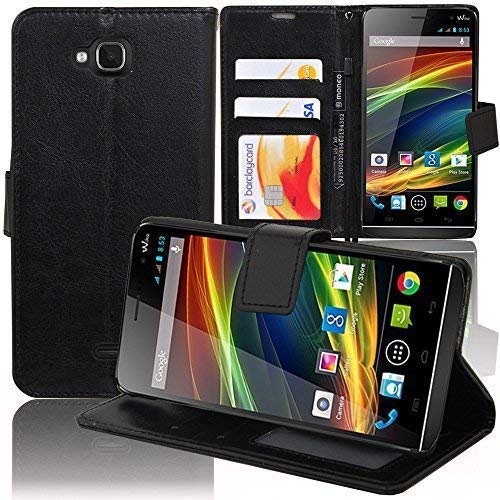 VCOMP® Housse Coque Etui Portefeuille Support Video Livre Rabat Cuir PU pour Wiko Slide - Noir