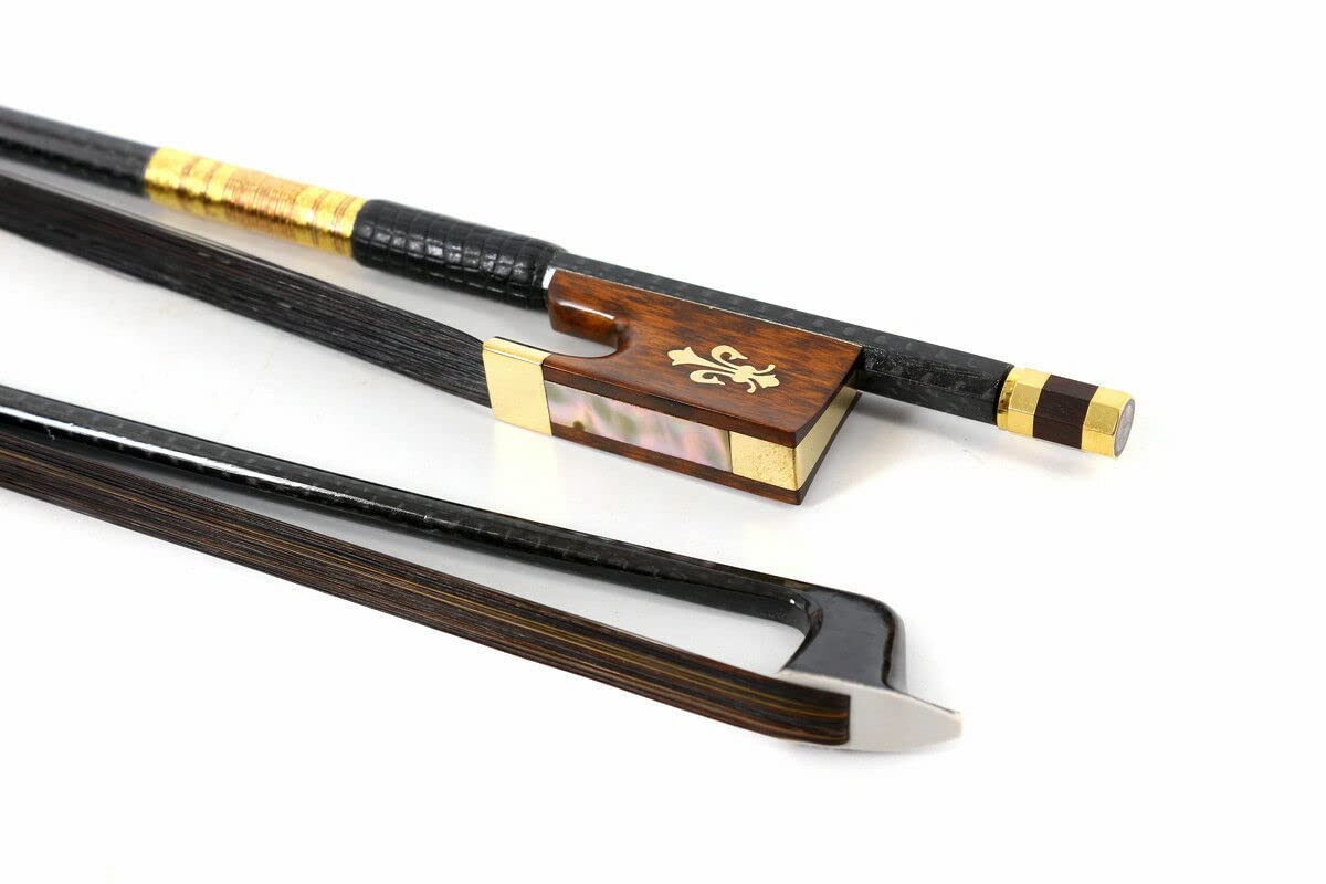 4/4 full size violino Arco Forte luce Fibra di Carbonio Stick Snakewood Rana Arco Naturale capelli bel modello intarsio