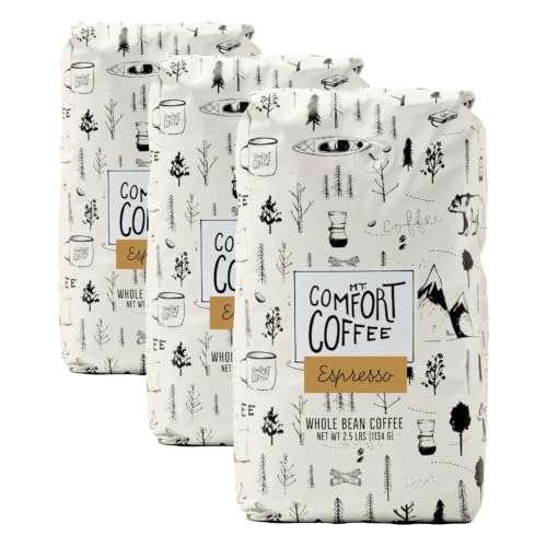 Image of Mt. Comfort Coffee Espresso Roast, 2.5lb - Flavor Notes of Chocolate & Caramel - Roasted Whole Beans (Pack of 3)