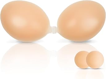 candyfouse Adhesive Bra Strapless Sticky Invisible Push up Silicone Bra for Backless Dress with Nipple Covers
