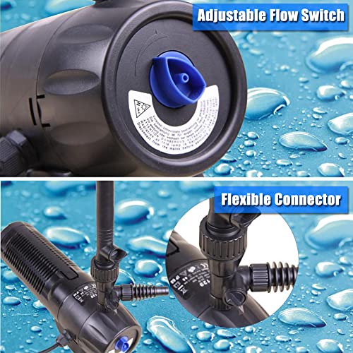 Image of TRUPOW 110v 265GPH Submersible Garden Pond Filter Water Fountain Pump with 13w Clarifier