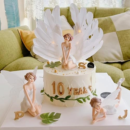 Image of Fairy Trio: 3-Piece Toy Set /Decoration Items for Cake /Home /Office Table & It Can be Used as Playing Mini Fairy Toys for Girls (White)