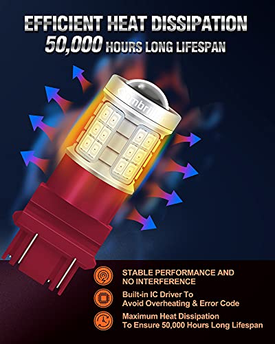 Combriller 3157 Led Bulb Red, 3056 3156 3057 4157 Led Bulb With Projector Replacement For Led Reverse Lights Turn Signal Bulb Brake Light Bulb Tail Light Bulb Parking Light Bulb, Pack Of 2 #TOP2