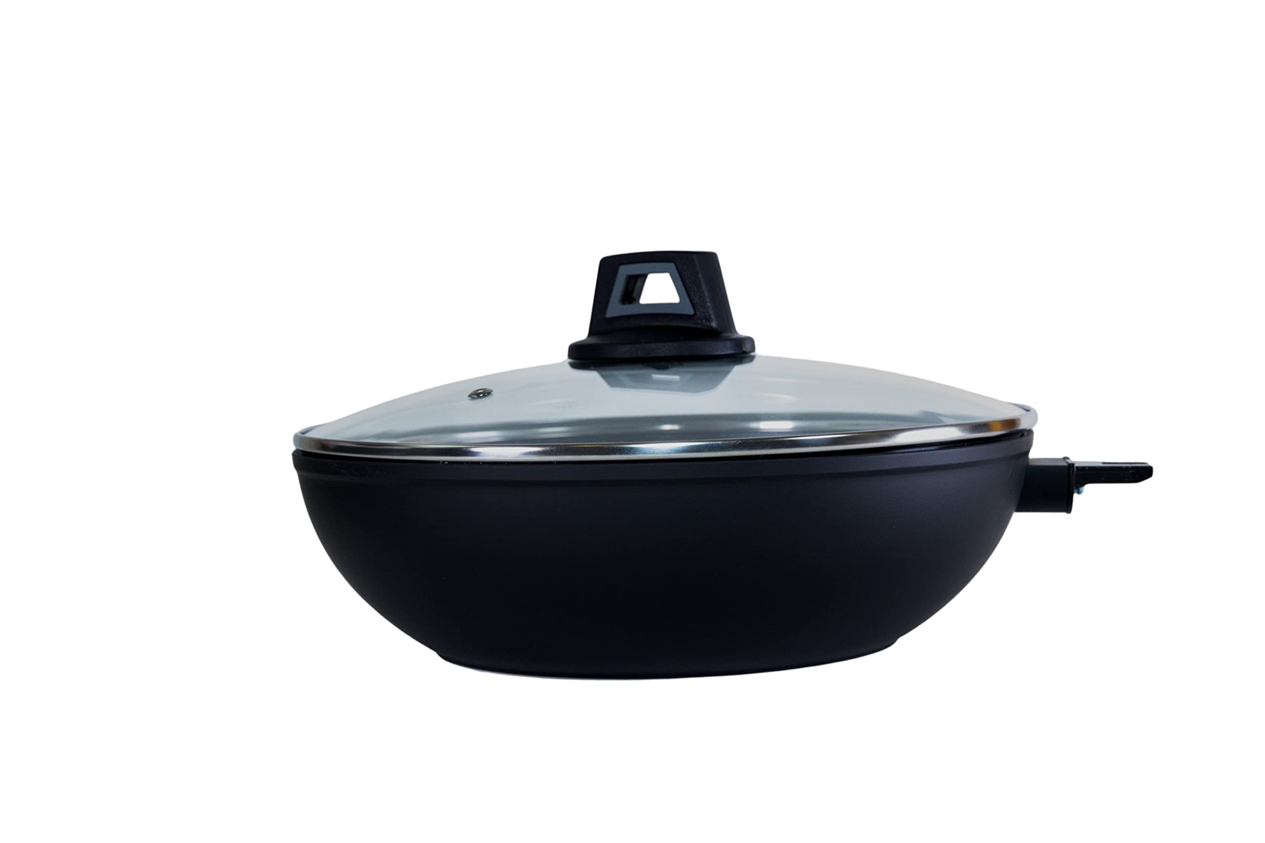 Pradel Excellence, P0002416/54885Mn, Pierra Wok 28 Cm Interior Piedra Exterior Negro, Grosor 2,5/4,0 Mm, Aluminio, Forma Redonda
