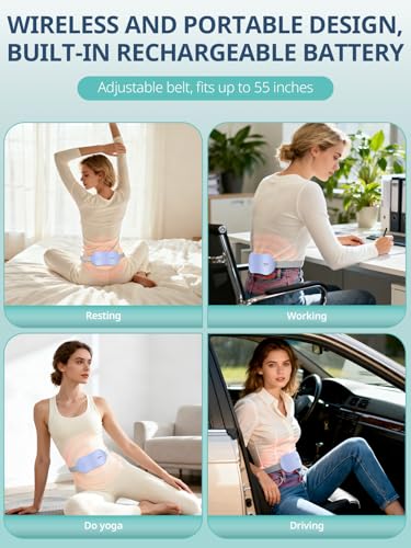 Image of Slimpal Portable Heating Pad for Period Cramps, Electric Cordless Wearable Heat Pad Belt for Menstrual Cramps Relief, 3 Timer Auto Off Setting, Gifts Her Women Girl, Purple