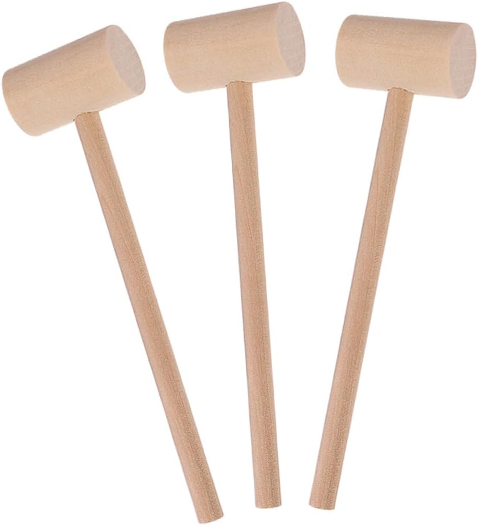 SOLUSTRE 15pcs Wooden Seafood Hammers Mini Crab and Lobster Mallets for Easy Shell Cracking and Dessert Layering for and Bakers