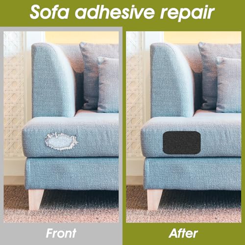 2 Stück Stoff Flicken Selbstklebend Stoff Reparatur Patches 20 x 28 cm Leinenstoff-Patch Reparaturflicken für Sofas Autositze Bürostuhl Vorhänge (Schwarz)