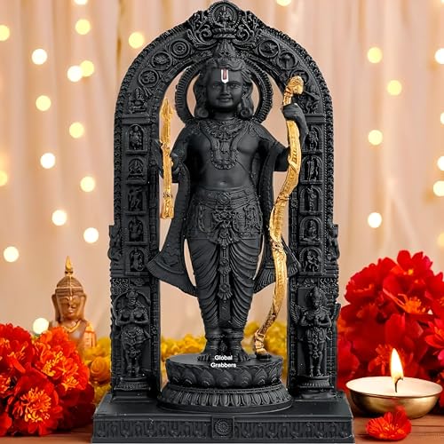 Global Grabbers Polyresin Ram Lalla Idol Statue Showpiece Murti for Home Decor Decoration Gift Gifting Items