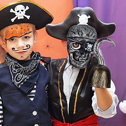 Pirate Treasure Play Set for Kids,Pirate Role-Play Toys ,Pirate Costume kids Accessories with Pirate Mask,Gold Coins,Pirate Hook,Compass,Telescope,Plastic Sword,Eye Patch,Badge for Party Decor.
