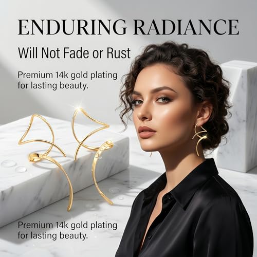Spiraldraht-Ohrringe für Frauen, 14 Karat Gold, handgebogen, Anhänger, Geschenk für Frauen, ist perfekt als für Geburtstagsfeiern.