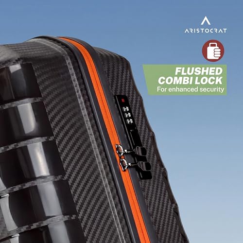 Image of Aristocrat Altitude 8 Wheel Set of 3 (Small + Medium + Large) Hard Case Trolley Bags | Combination Lock |Tough and Durable Luggage | 3 Year International Warranty | Suitcases for Travel| Black