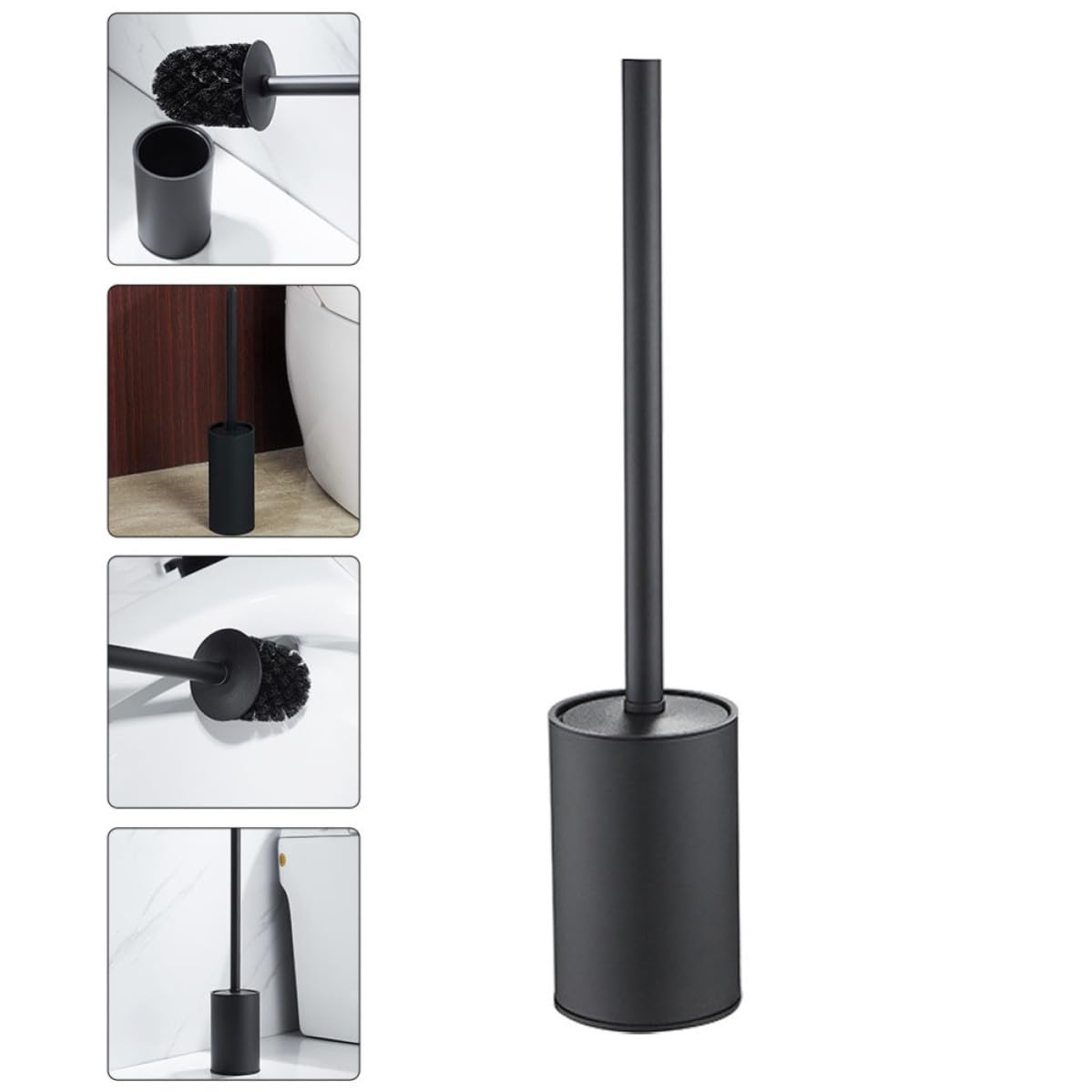 Cepillo de Baño Soporte, Acero Inoxidable Negro, Limpieza Profunda