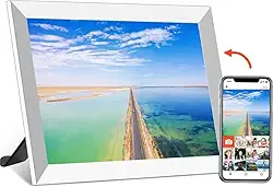 Porta Retrato digital de 10,1 Polegadas, Aplicativo Frameo, Android, WiFi, 1 GB de RAM, 16 GB de memória, tela IPS COM ALTO BRILHO, Porta-Retrato digital, (BRANCO)