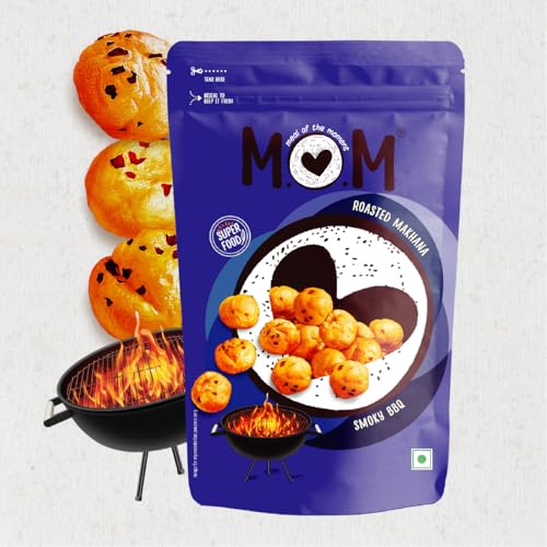 Image of MOM - Meal of the Moment, Roasted Smoky BBQ Makhana (Pack of 9), 52g /56g Gluten Free | Anti Oxidants | MSG Free | Zero Trans Fat | No added Preservatives and No Artificial Flavours