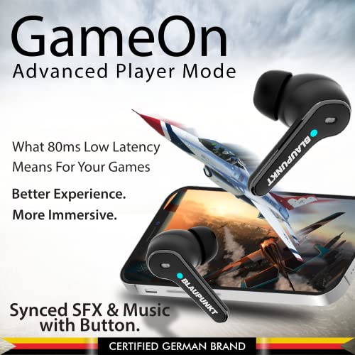 Image of Blaupunkt BTW250 Moksha ANC -30dB True Wireless in Earbuds with Mic I Flip Top Rotatory Design I 40H Playtime I TurboVolt Fast Charging I Crispr Enc Tech I 80Ms Low Latency (Black)
