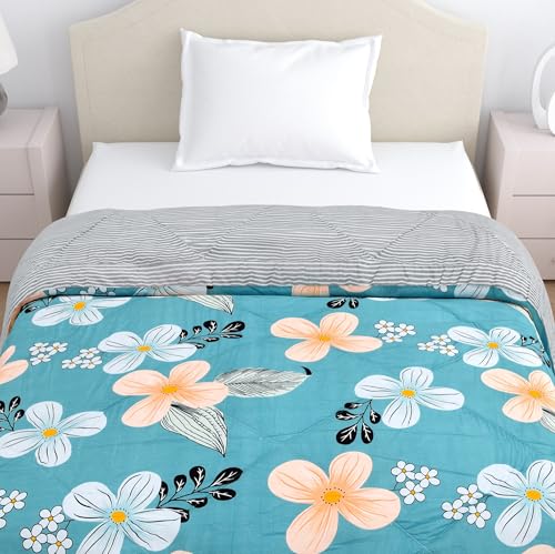 Image of Home Ecstasy Wrinkle & Fade Resistant Comforter for Single Size Bed | 150 GSM, 59x88 in., Colour: Teal & Black
