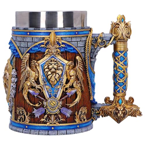 Nemesis Now World of Warcraft Alliance Tankard 15 5 cm Offiziell lizenziertes Alliance-Getränkeartikel mit Wappen Flaggendesign und Edelstahl-Einsatz