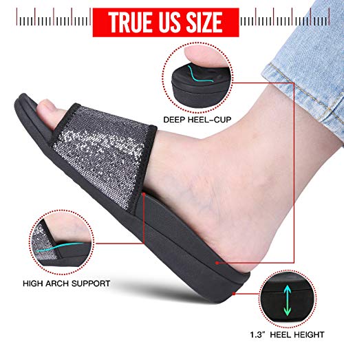 Image of MEGNYA Orthopedic Slides Sandals for Women, Comfortable Plantar Fasciitis Sandals for Flat Feet, High Arch Support Walking Sandals with Adjustable Straps