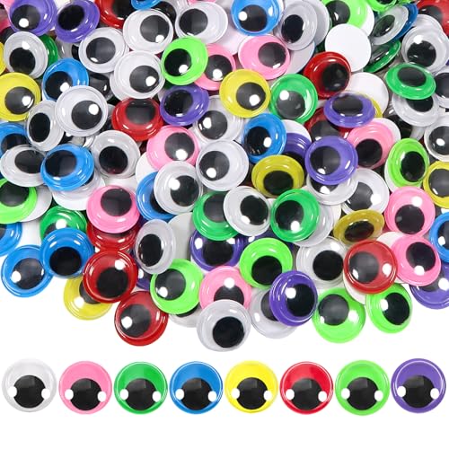 TOAOB 500pcs 15mm Googly Eyes Self Adhesive for Crafts Assorted Colors Wiggle Eyes Plastic Sticker Eyes for DIY Arts Home Decoration