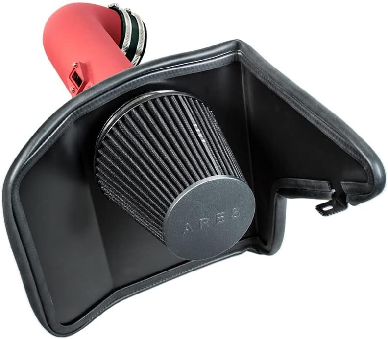 4" Black Heat Shield Cold Air Intake Kit + Red Filter Compatible With 10-15 Camaro 6.2L V8
