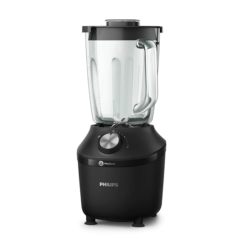 Philips Serie 3000 Frullatore – Bicchiere in Vetro Resistente da 2L, Tecnologia ProBlend, Funzione Pulse, Lame in Acciaio Inox, Sensore MTP, Piedini Antivibrazione, App NutriU Ricette (HR2291/41)