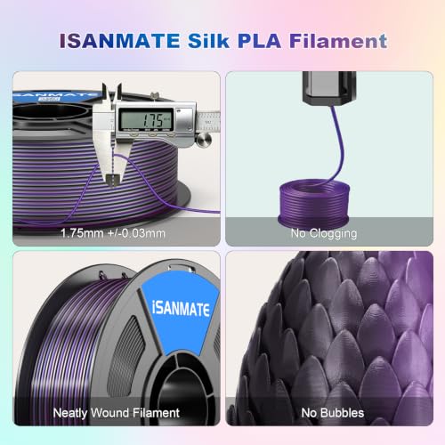 Image of iSANMATE Silk Blue Pink PLA Filament 1.75mm 1kg for FDM 3D Printer | Compatible with Bambu Lab 3D Printers & AMS, Shiny Surface, Easy Printing for Beginner, Upgraded Toughness & Clog-Free
