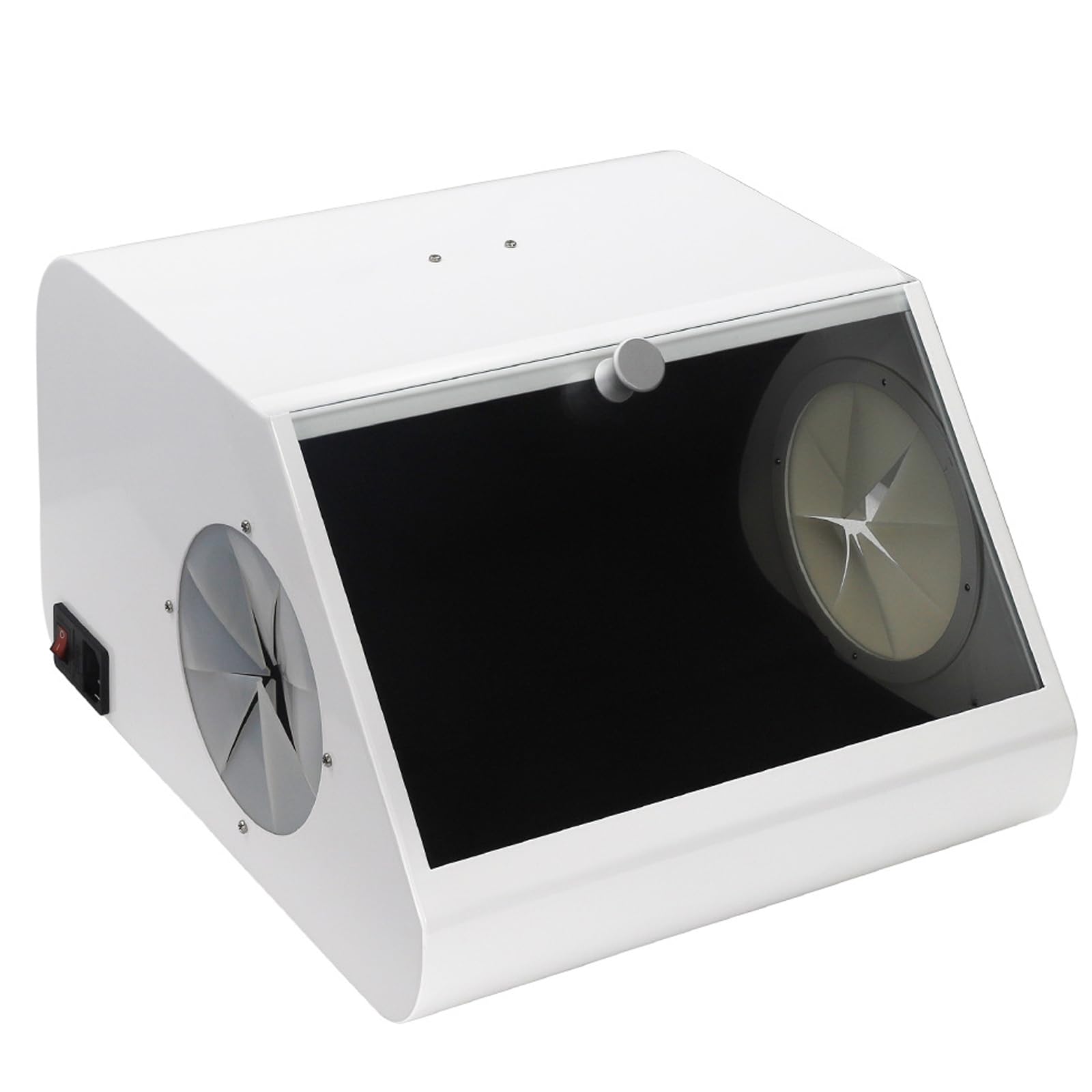 Dental Dust Collection Box, Tabletop Pneumatic Sandblasting Booth, Vacuum Dust Extractor Equipped with Filter Device, High Clarity Glass, 12 LED Illumination, Suitable for dentistry, stone carvings