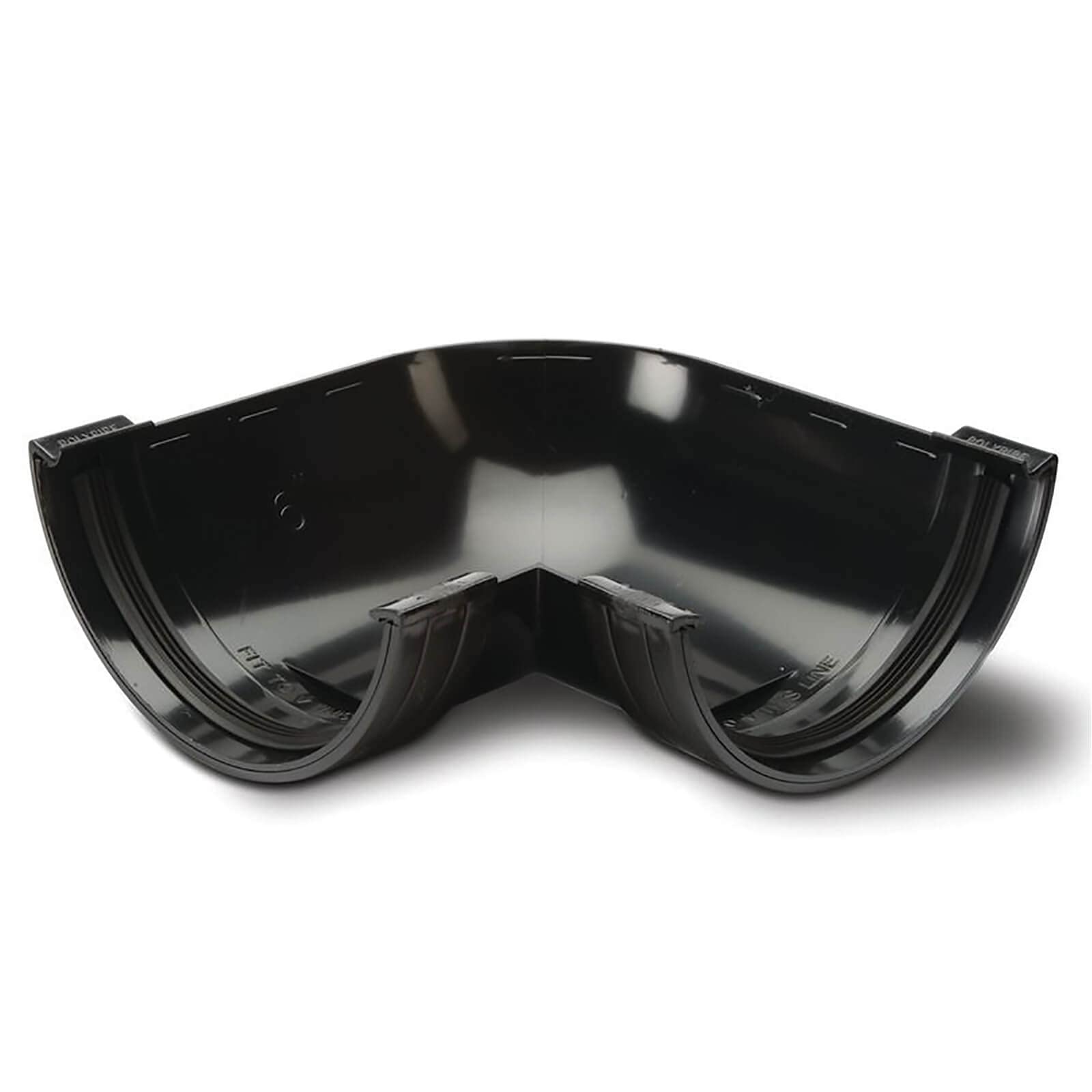 STX_376408 Polypipe Mini HR Gutter 90 Deg Angle 75mm Black (RM303B)
