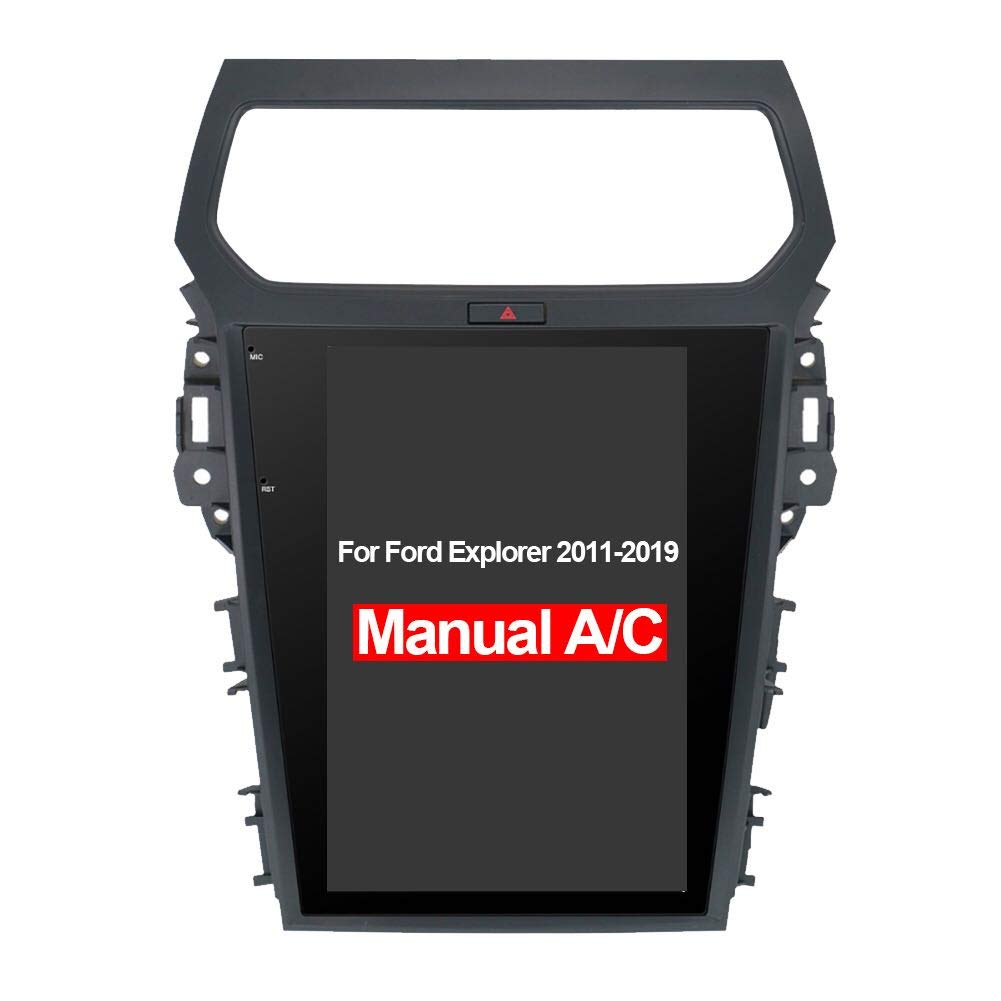 Flyunice 12.1 Inch Android 9.0 IPS Screen Car Stereo Radio GPS Navigation for Ford Explorer 2011-2019 Manual A/C Touch Screen 6 Core 4GB RAM Head Unit Bluetooth Carplay Multimedia Player WiFi