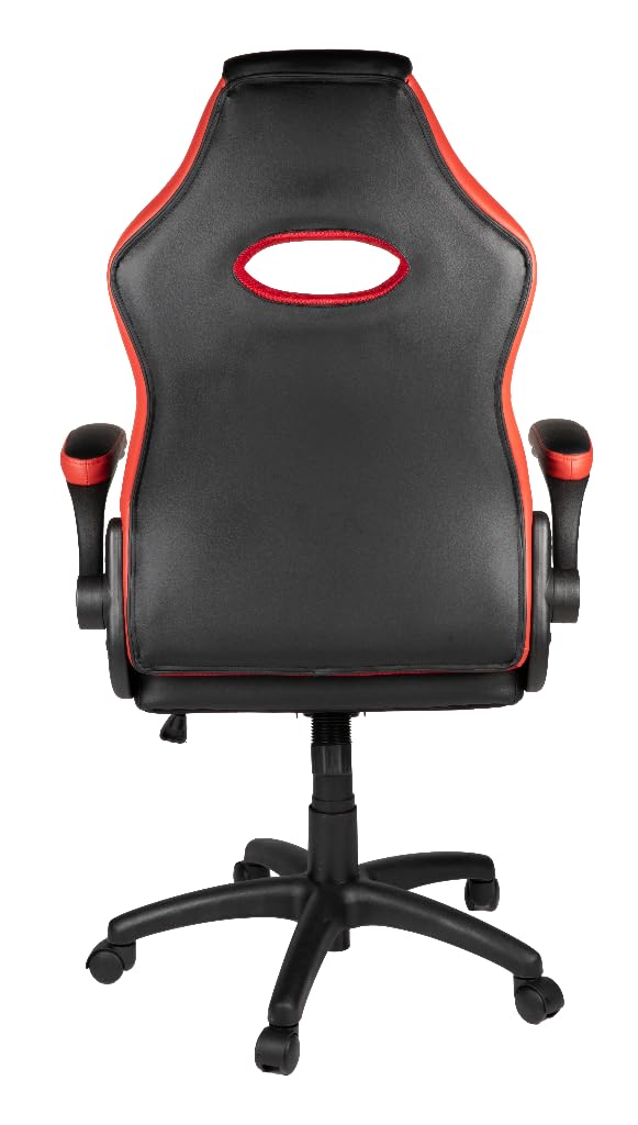 Konix Silla de oficina gaming Omega - Inclinación del asiento de 15° - Revestimiento de cuero sintético PVC - Negro y rojo