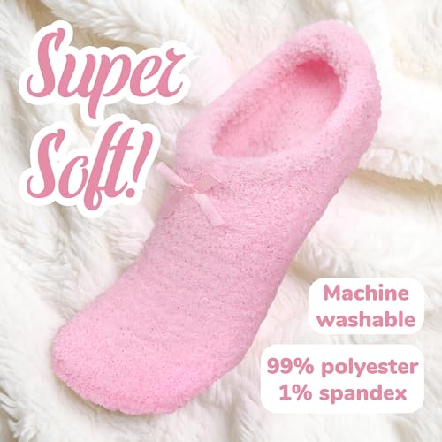BambooMN Women's Soft Breathable Fuzzy Cozy Footies Travel Home Socks with Non-Skid Bottom, Sizes and Colors3