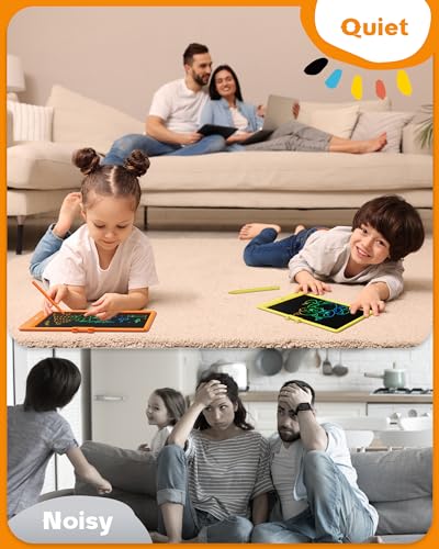 Image of Bravokids LCD Writing Tablet for 3-8 Year Old Girls and Boys - 10 Inch Electronic Doodle Board Drawing Pad, Educational Birthday Gift for Kids and Toddlers (Yellow)