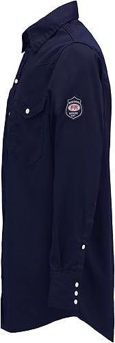 Miniatura 34 de BOCOMAL FR Shirts 6.25oz Camisas de soldadura ligeras Camiseta ignífuga para hombre ignífuga Rojo/Blanco,Gris,claro,Azul marino con broche