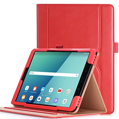 Coque Housse pour Samsung Galaxy Tab S3 9.7 Pouces SM-T820 T825 - iHarbort Cuir PU Étui Cover avec Porte-Crayons, de Pockect de Document, Dragonne, Fonction Sommeil/Réveil Auto, Rose