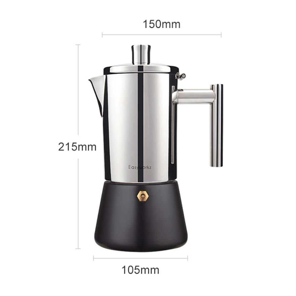 SOVORM Cafetera Italiana Moka Pot, 300ml Cafetera Espresso Moka Estufa, Cafetera Clásica De Acero Inoxidable, Adecuada Para Placa De Inducción (300ml) (300ml) The New