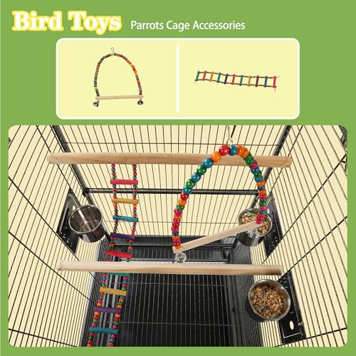 68'' Large Parrot Cage, Large Bird Cages for Parrots,Conure Cage for Birds, Cockatiel Cage with Play Top,Feeders,Slide-Out Tray,Seed Catcher,Birdcage Toys for Cockatoo,African Grey,Lovebird - Image 5