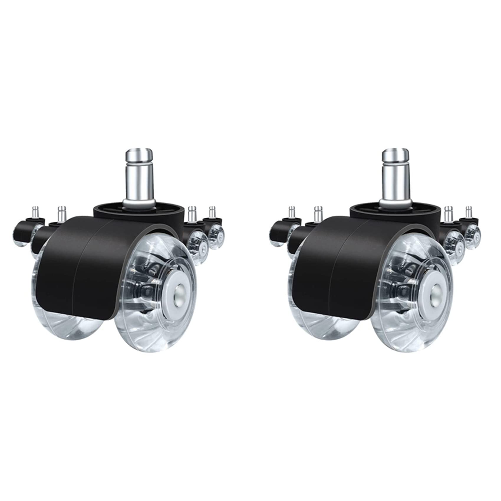 Jnchdghwa Black & Transparent 10Pcs Chair Caster Wheels,2 In Heavy Duty Double Casters, Twin Ball Bearing Replacement Computer Desk Chair Wheel