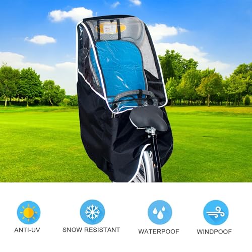 Housse de pluie imperméable pour vélo et siège enfant auvent transparent - 5
