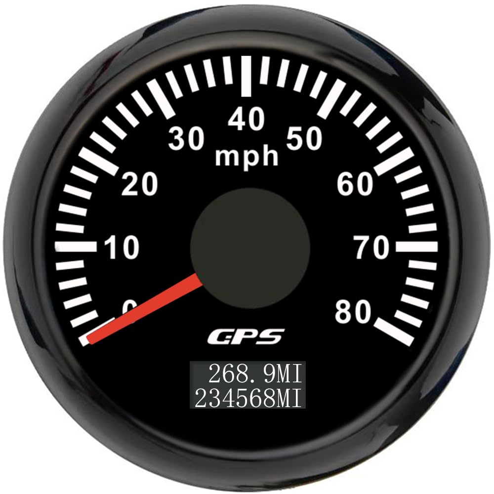 ELING 52mm GPS Speedometer 0-80mph Speed Display with 7 Color Backlight for Trucks Scooters Ships