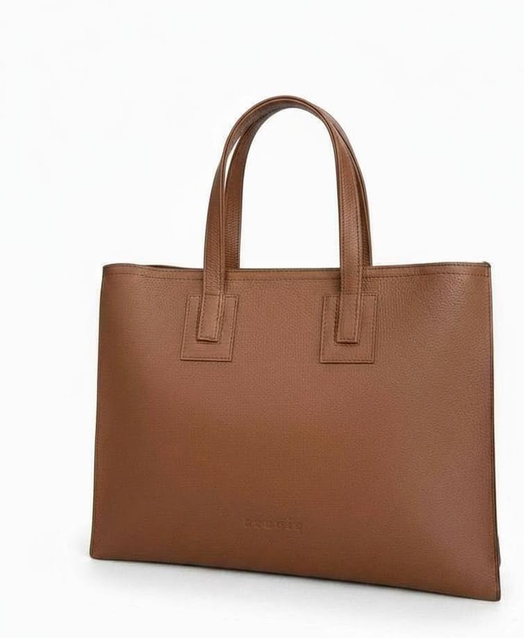 Genuine Leather Tote Bag for Women – Large Work Handbag with Shoulder Strap – Fits 15" Laptop – Elegant Business Purse