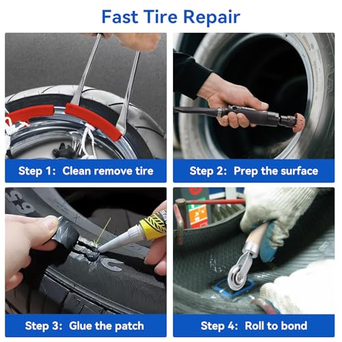 Image of Air Tire Restoration Polish Patch Tools Kit Heavy Duty - Include 2500rpm Low Speed Air Tire Buffer, Tire Inner Liner Scraper, Patch Roller, Tungsten Steel Buffing Wheel