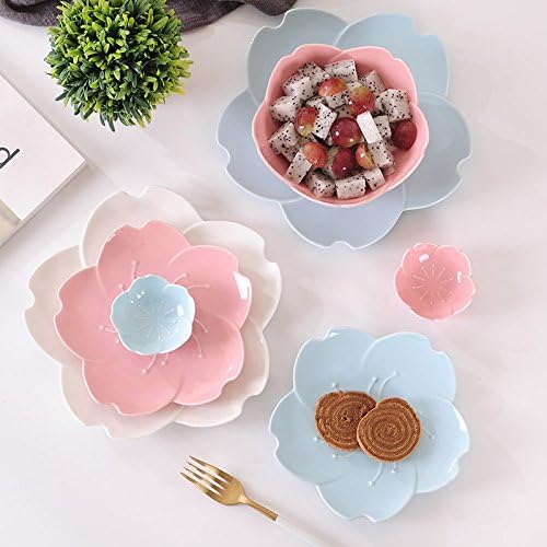 Miniatura 4 de SOCOSY Elegante plato de salsa brillante en forma de Sakura, cuencos de sushi, platos de aperitivos, platos de porcelana para servir condimentos de