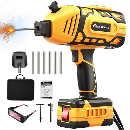 SakerNeo Compact Handheld Welding Machine 220V IGBT Inverter 20-120A Adjustable with 5-Step Dial Lightweight Portable Welder for Electrodes 3/32 to 1/8 Inch - Ideal for DIY Home Repair (Yellow)