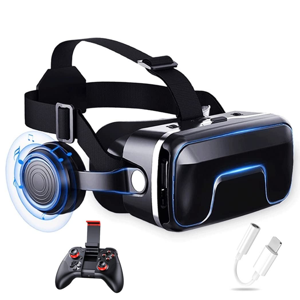 Gafas de Realidad Virtual, 3D VR Gafas con Controlador Bluetooth para Juegos Visión Panorámico VR Glasses para iPhone 13 Pro Max/13 Pro/13/12/11, para Samsung Galaxy S21, Huawei, Xiaomi ( Size : Ios )