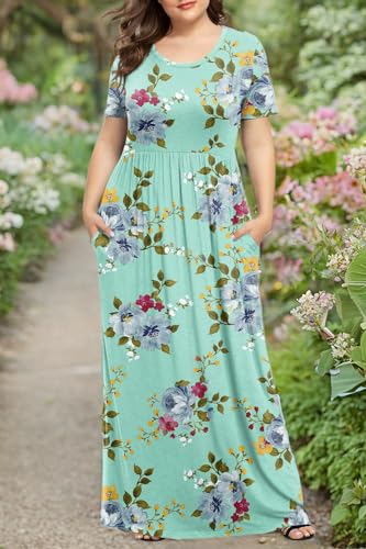 Image of LONGYUAN Women's Plus Size Maxi Dresses Summer Short Sleeve Casual Long Dress 2026 XL-6XL