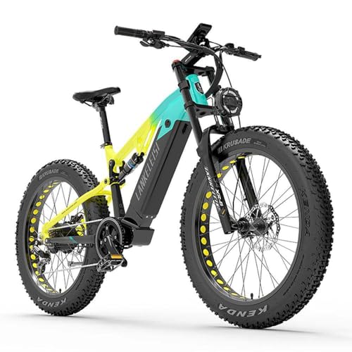 LANKELEISI RV800 Plus E-Bike Mountainbike 26 Zoll für Herren und Damen, Vollfederung E-MTB Fatbike mit 48V 20Ah Wechselakku, Reichweite bis zu 150KM – Bild 3