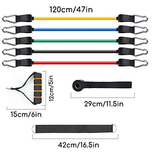 Huishang Resistance Bands Set, Exercise Bands with Handles, Door Anchor and Ankle Straps, Workout Bands for Women Men, Home Workouts - Thumbnail 6